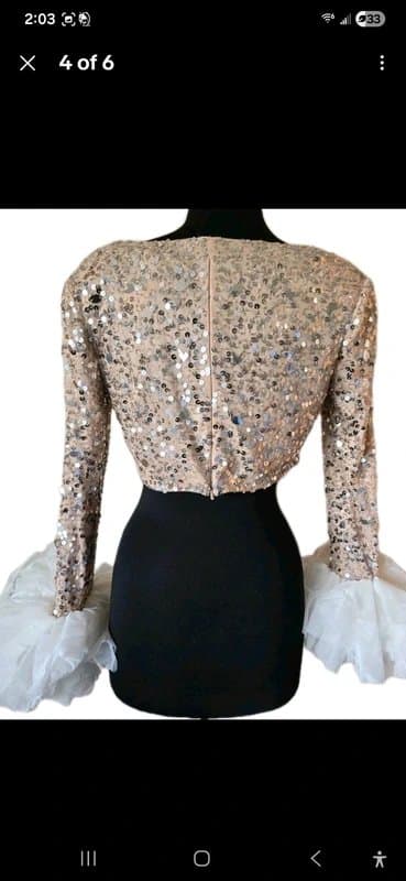 ASOS Women's ASOS Luxe gold sequin corset top with Tulle sleeves size 10 formal wear Unique