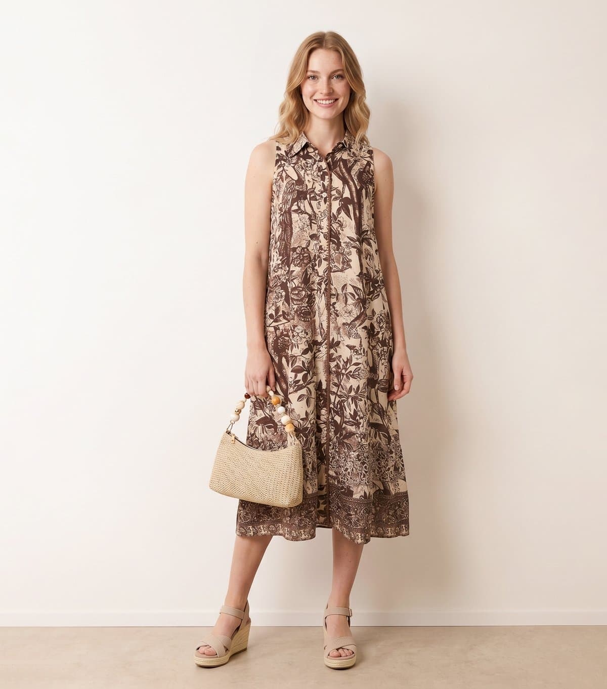 Blue Vanilla Women's Dark Brown Sleeveless Midi Shirt Dress Blue Vanilla New Look