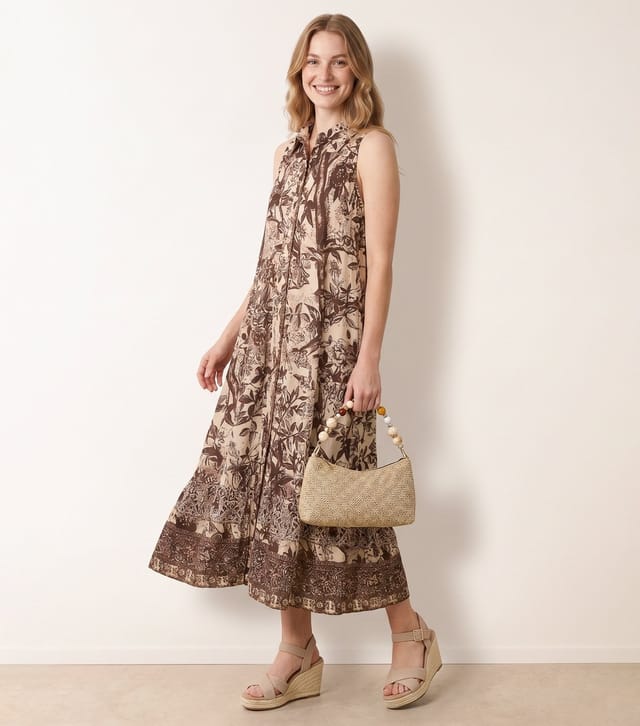 Blue Vanilla Women's Dark Brown Sleeveless Midi Shirt Dress Blue Vanilla New Look - 3