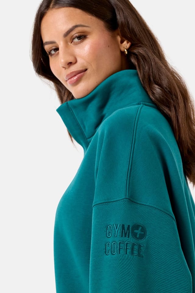Gym + Coffee Gym + Coffee Women's Snap Collar Sierra Sweatshirt Teal - 2