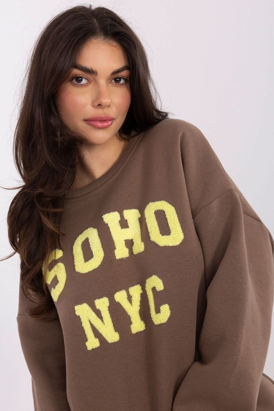Love Lace Love Lace Women's Casual Cotton Polyester Sweatshirt Round Neck in Brown - 4