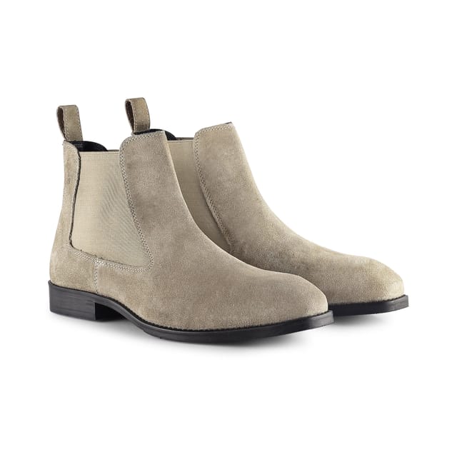 Amen Shoes Amen Shoes Men's Dundalk Premium Suede Leather Chelsea Boots in Stone - 2