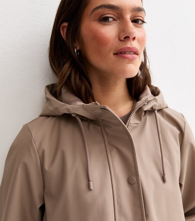 New Look Women's Petite Mink Water Resistant Drawstring Hood Rain Anorak New Look - 2