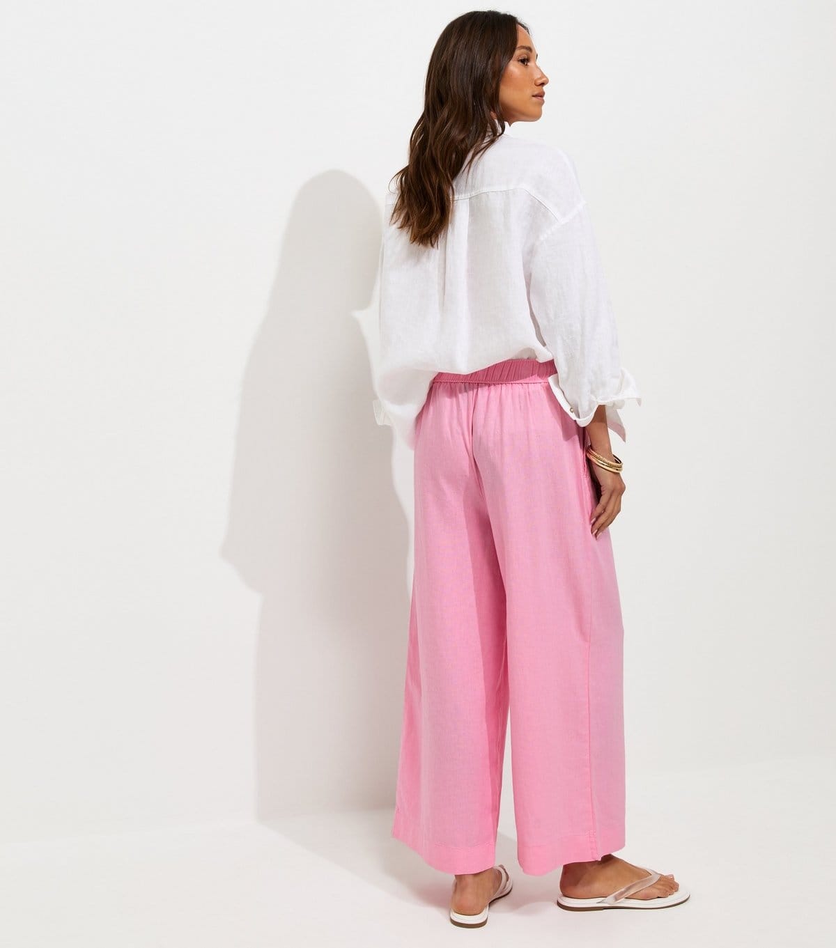 New Look Women's Bright Pink Linen Rich Crop Trousers New Look - 4