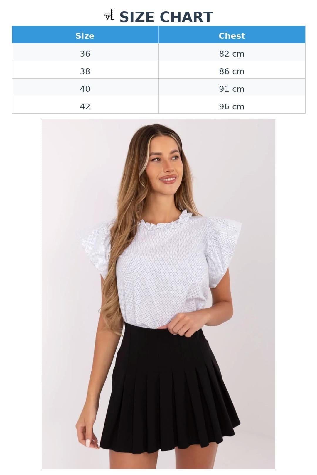 Love Lace Love Lace Women's Cotton Polka Dot Blouse with Frill Neckline in White - 4