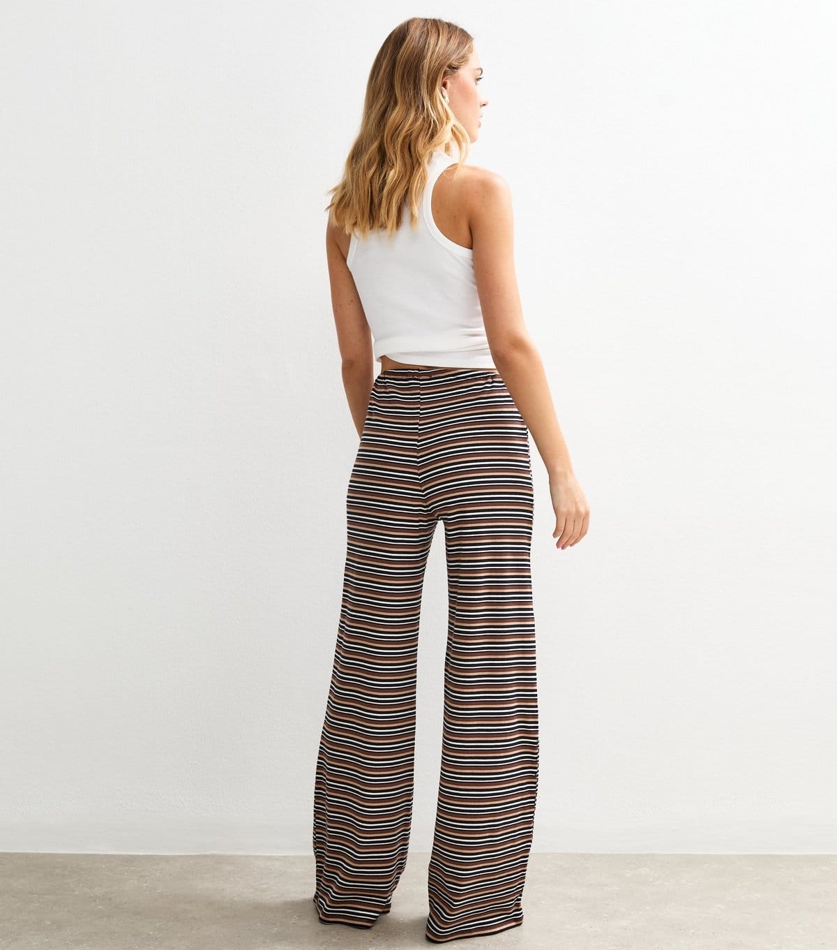 New Look Women's Black Ribbed Striped Wide Leg Trousers New Look - 4