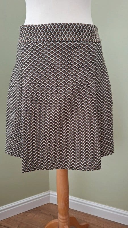 M&S Collection M&S Collection Brown Geometric Jacquard A Line Pleated Mini Skirt UK Size 10 - 1