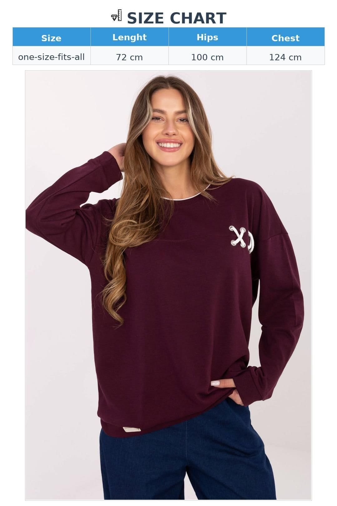 Love Lace Love Lace Women's Oversize Blend Sweatshirt with Braided Detail in Burgundy - 4