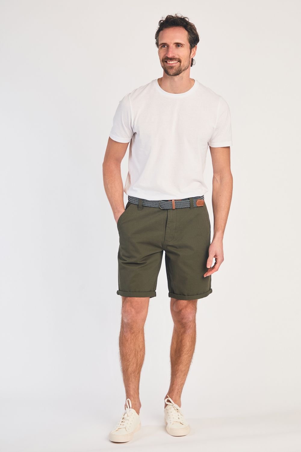 Tokyo Laundry Tokyo Laundry Men's Cotton Belted Chino Shorts in Green - 3