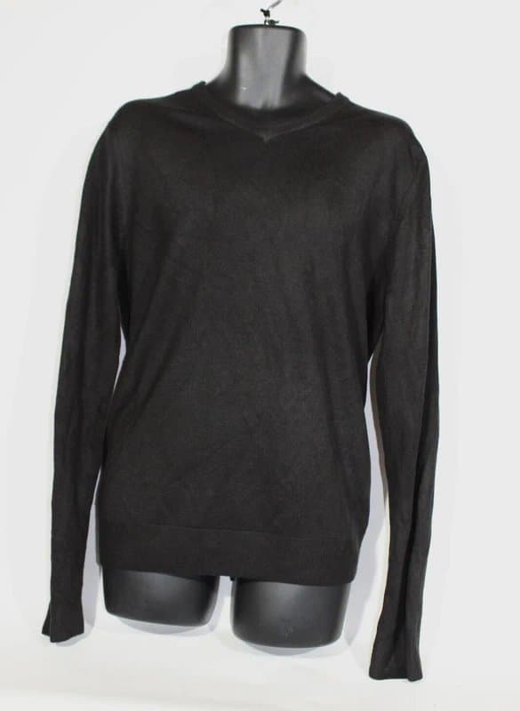 F&F F&F Jumper Large 41-43" Chest Black Soft Touch V-Neck Funeral Workwear Knit Mens