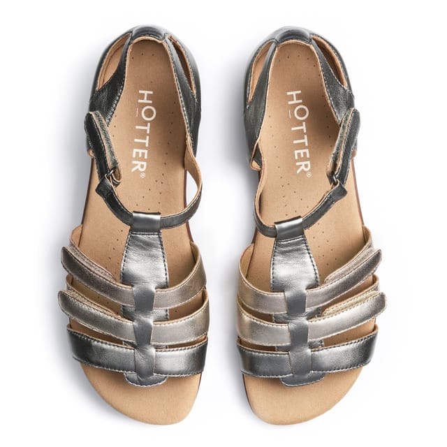 Hotter Hotter Women's Extra Wide 'Solei' Gladiator Sandals in Metallics - 3