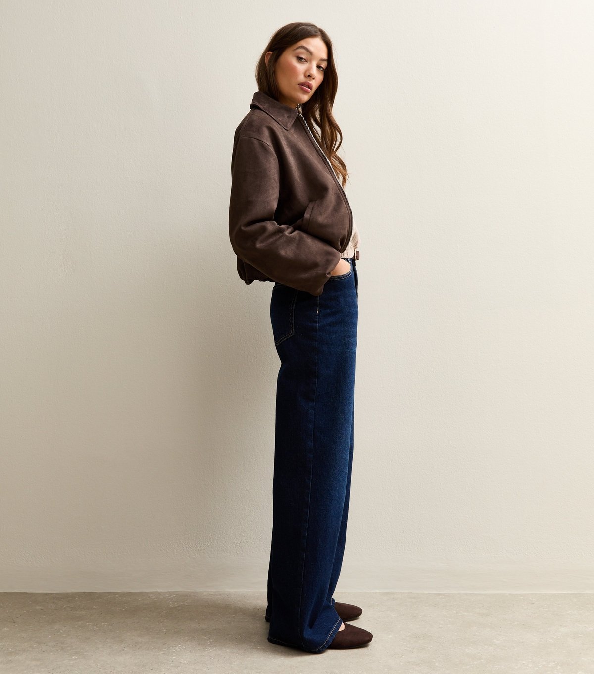 New Look Women's Brown Faux Suede Bubblehem Bomber Jacket New Look - 3