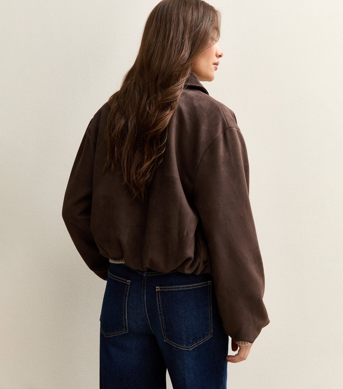 New Look Women's Brown Faux Suede Bubblehem Bomber Jacket New Look - 4