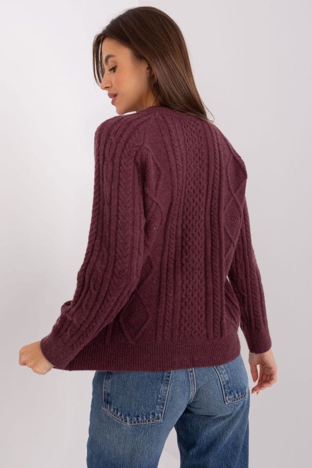 Love Lace Love Lace Women's Variegated Texture Cardigan with Front Buttons in Plum - 3