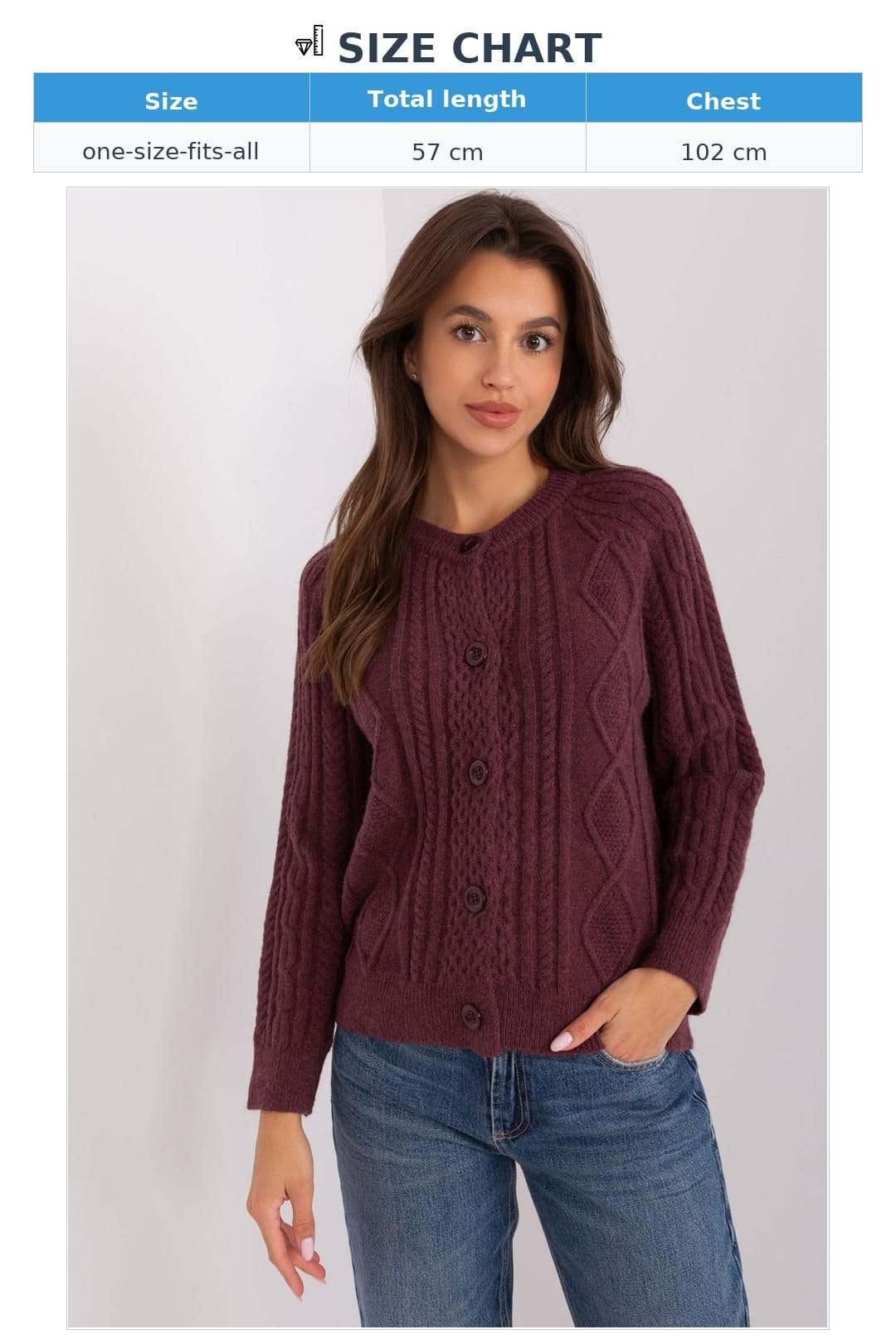 Love Lace Love Lace Women's Variegated Texture Cardigan with Front Buttons in Plum - 4