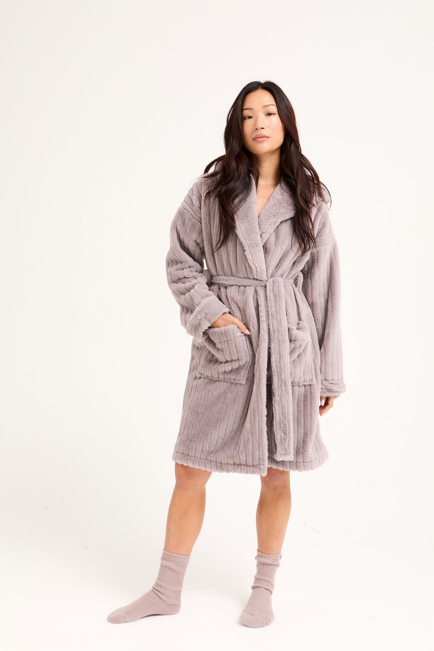 Pretty You London Pretty You London Women's Cloud Robe in Taupe - 2