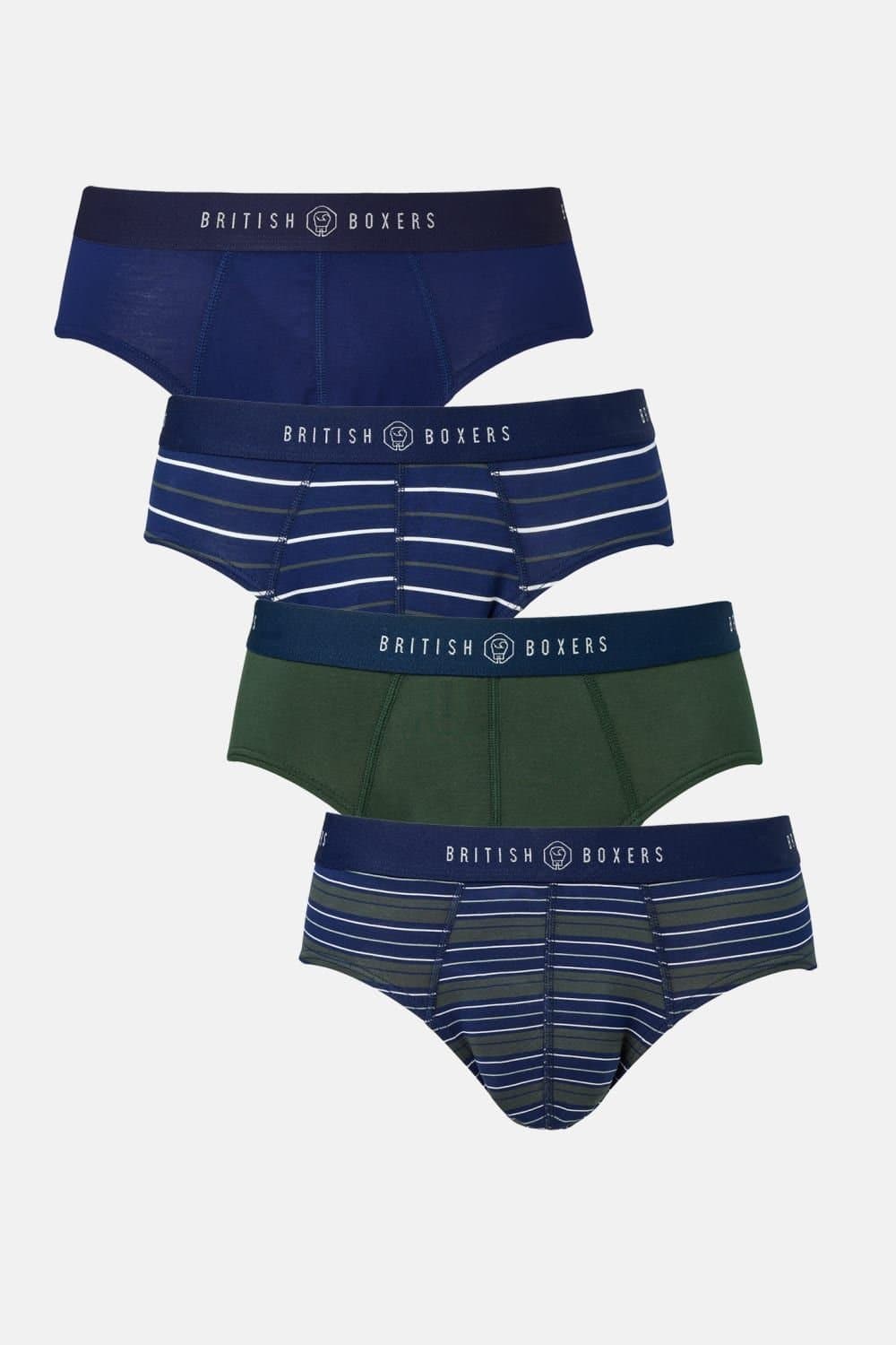 British Boxers British Boxers Men's Pack of Four "Night Stripe" Bamboo Briefs