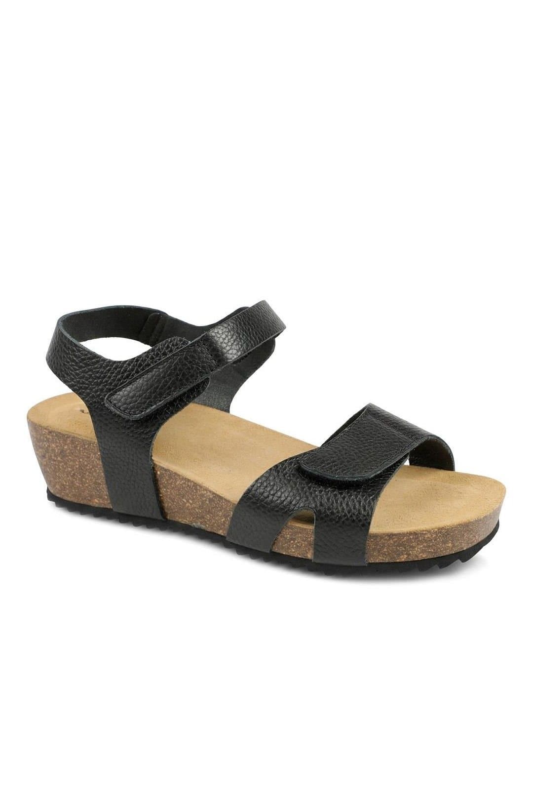 Jones Bootmaker Jones Bootmaker Women's Joanie Wide Fit Leather Sandals in Black