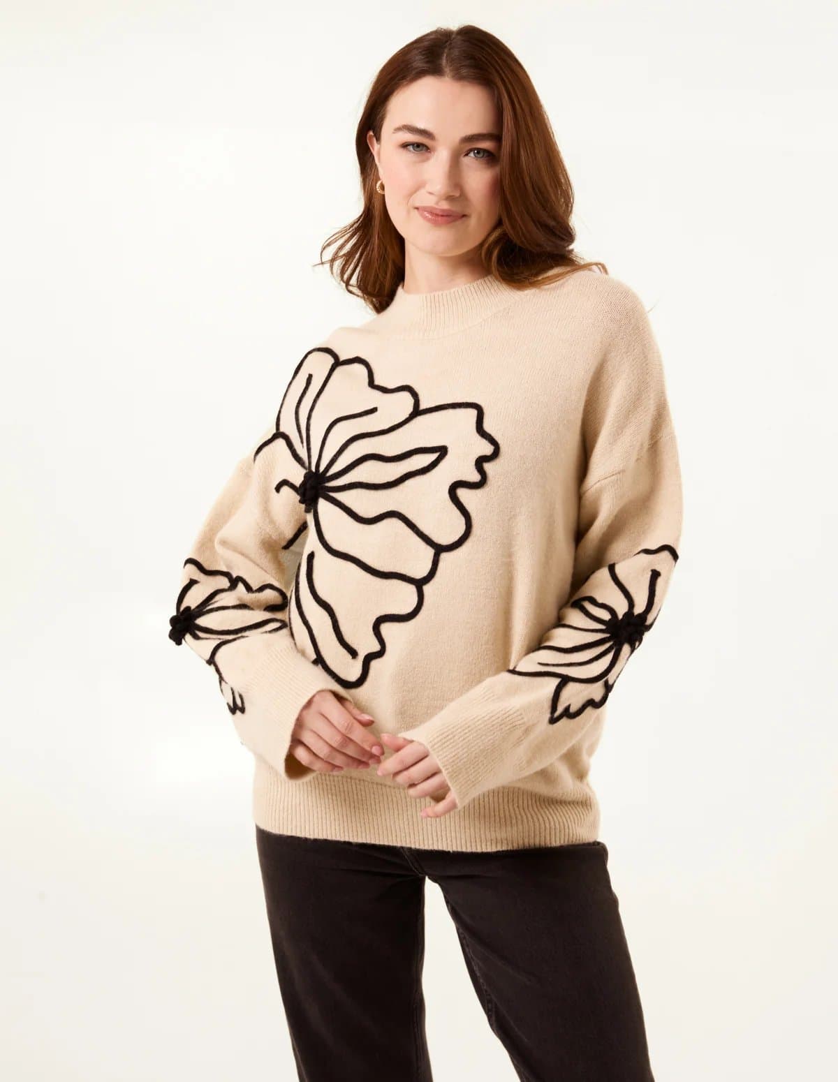 Blue Vanilla Large Flower Embroidery Jumper
