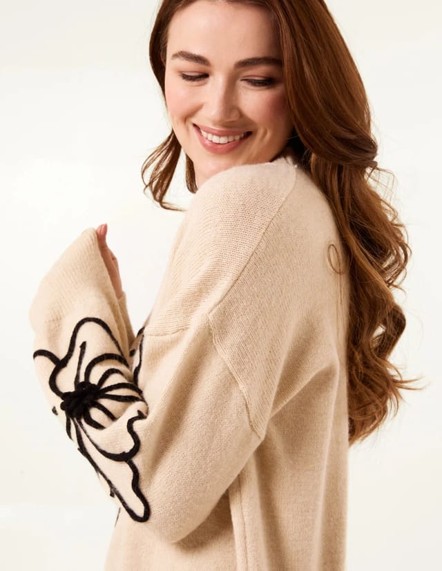 Blue Vanilla Large Flower Embroidery Jumper - 2