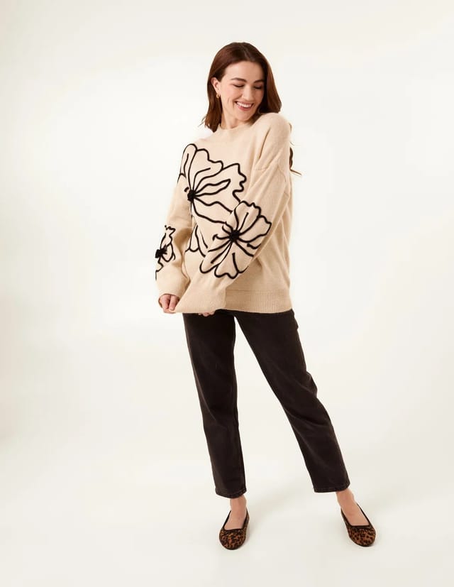Blue Vanilla Large Flower Embroidery Jumper - 3