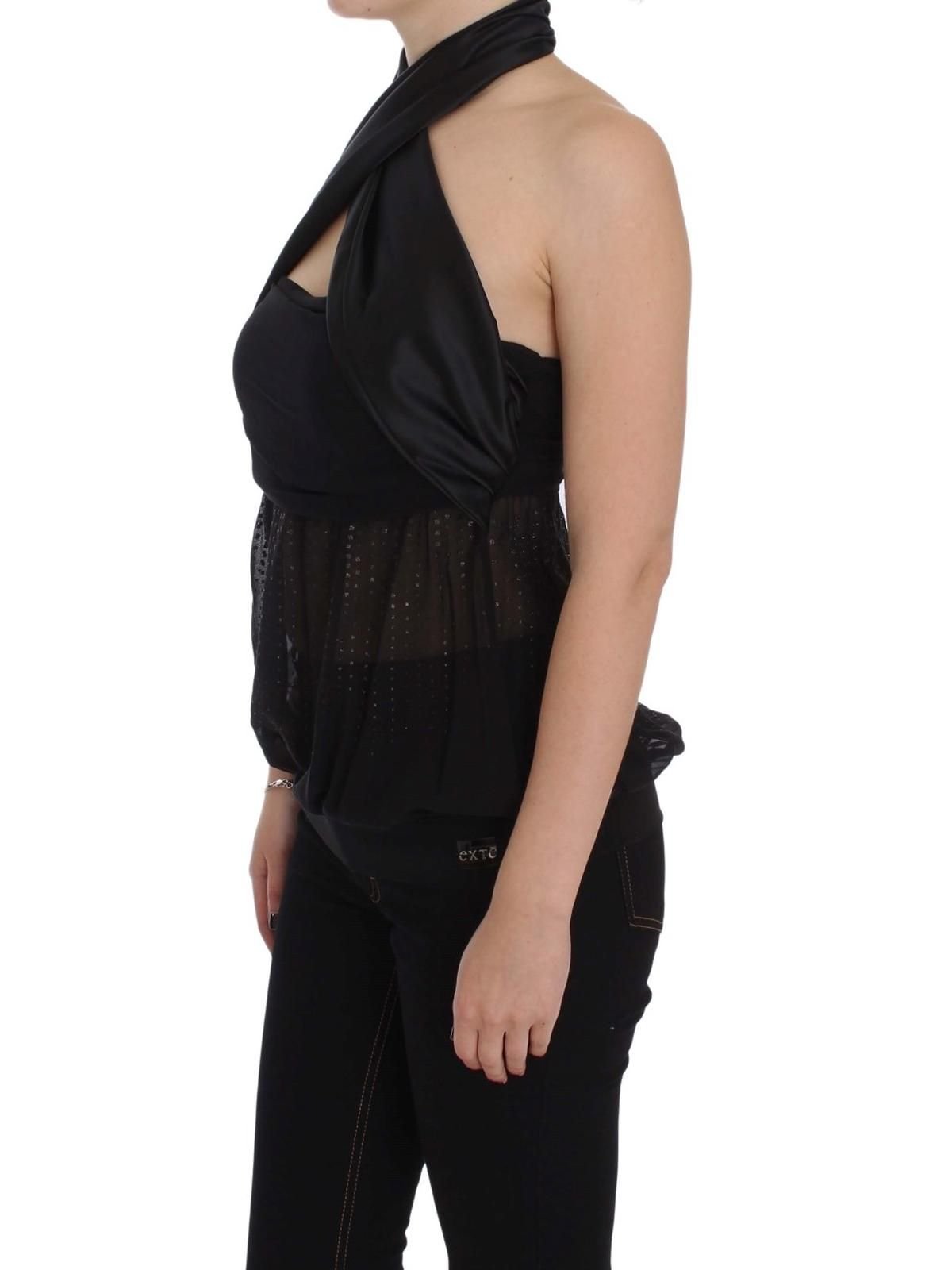 Exte Exte Women's Black Neck Wrap Top Blouse - 2