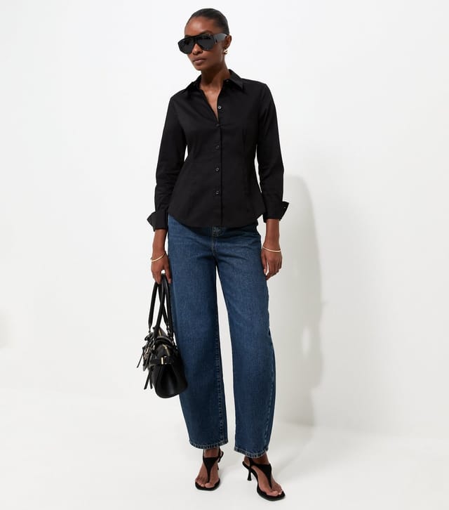 New Look Women's Black Cotton Rich Slim Long Sleeve Shirt New Look - 3