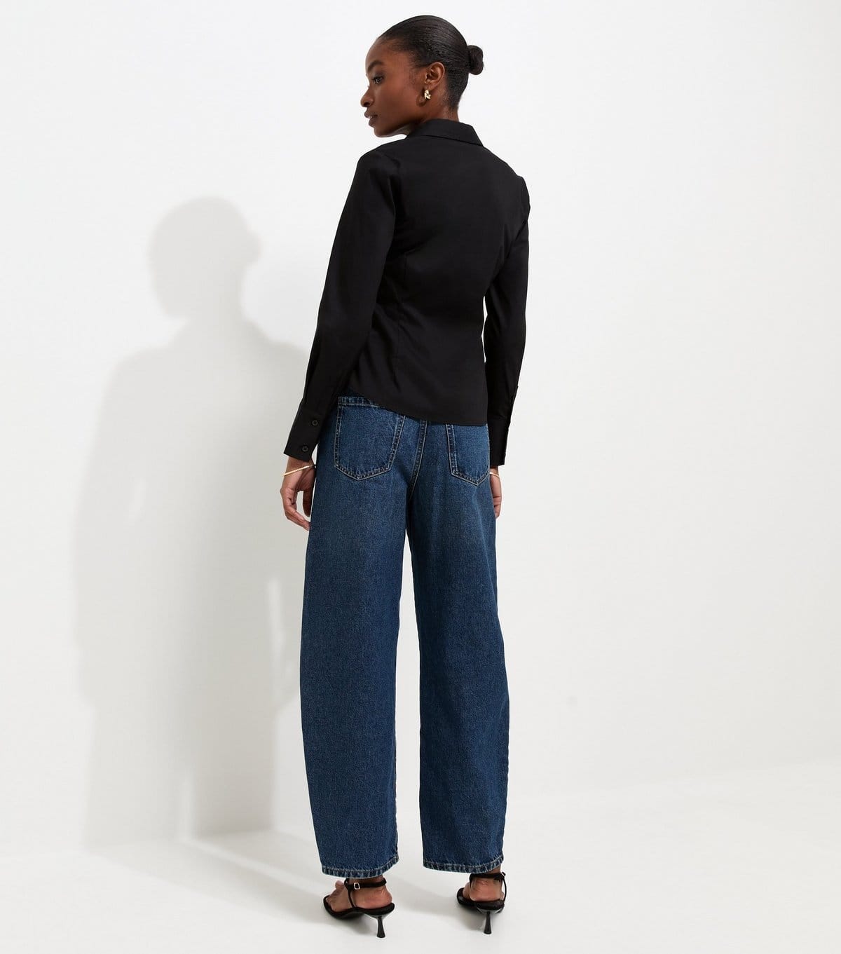 New Look Women's Black Cotton Rich Slim Long Sleeve Shirt New Look - 4