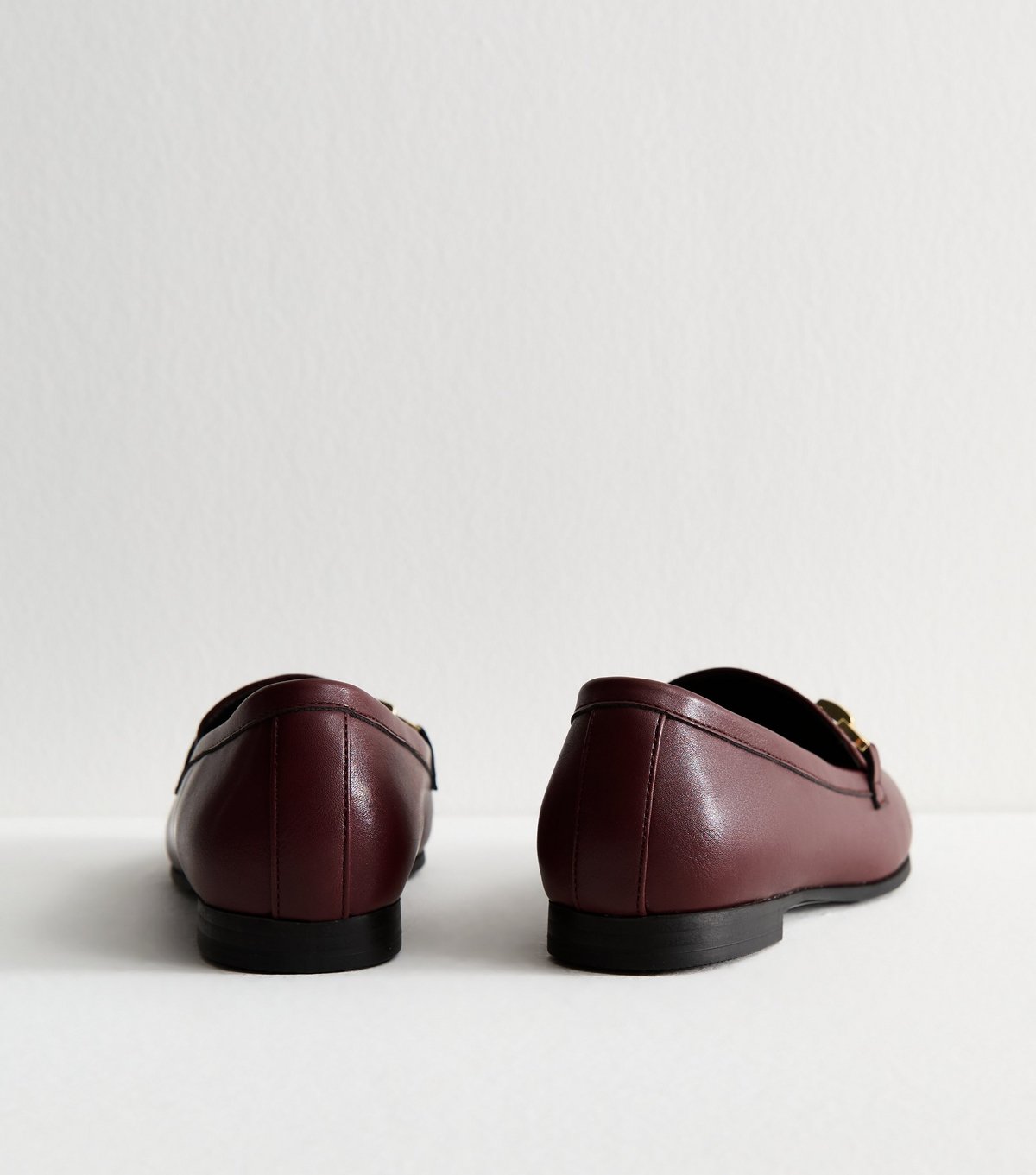 New Look Women's Wide Fit Dark Burgundy Faux Leather Chain Trim Loafers Vegan New Look - 4