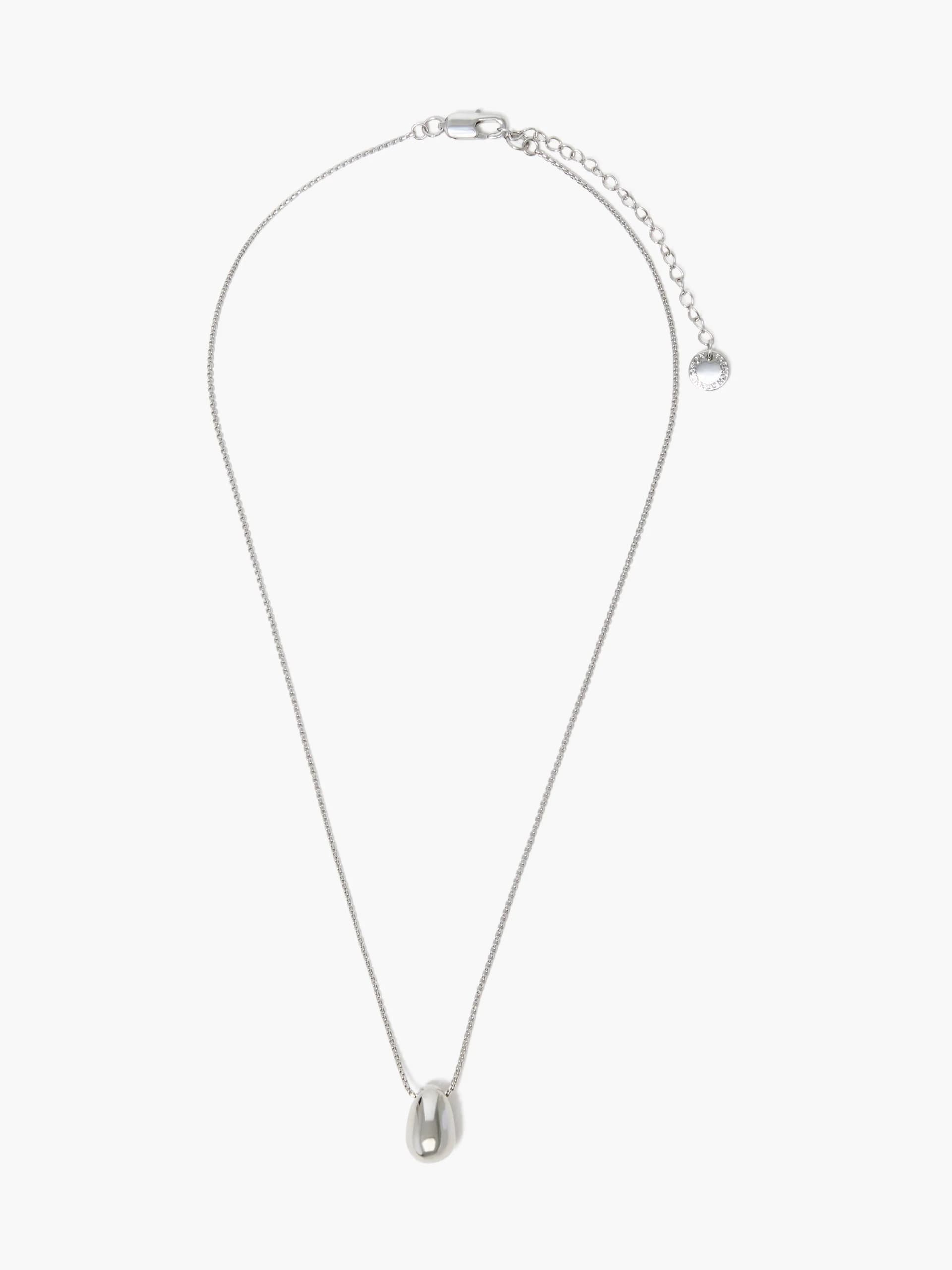 French Connection Sculptural Bean Pendant Necklace Silver