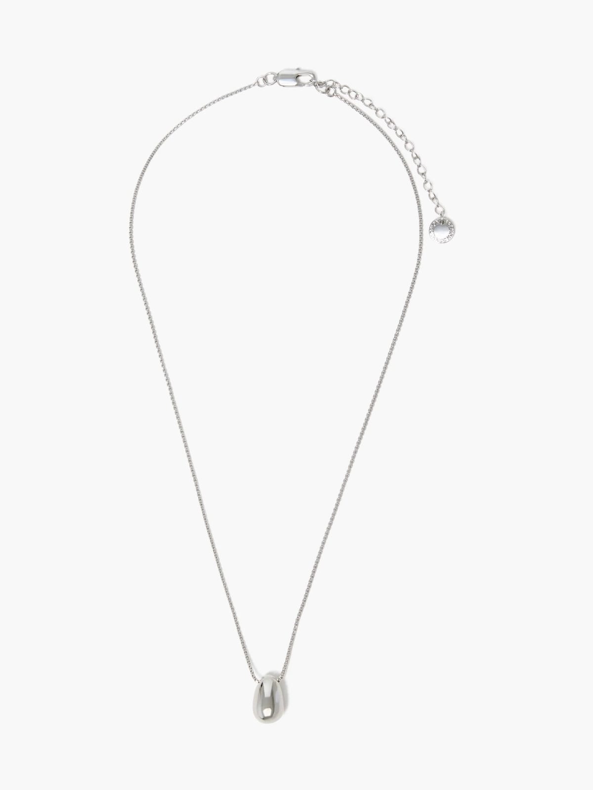 French Connection Sculptural Bean Pendant Necklace Silver - 1