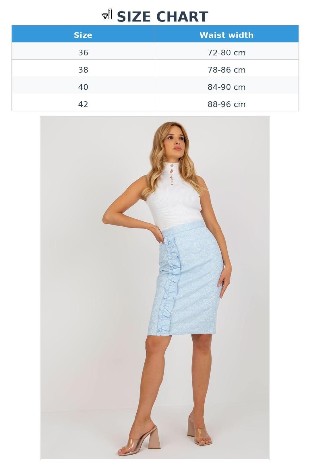 Love Lace Love Lace Women's Textured Pencil Skirt with Front Ruffle in Blue - 4