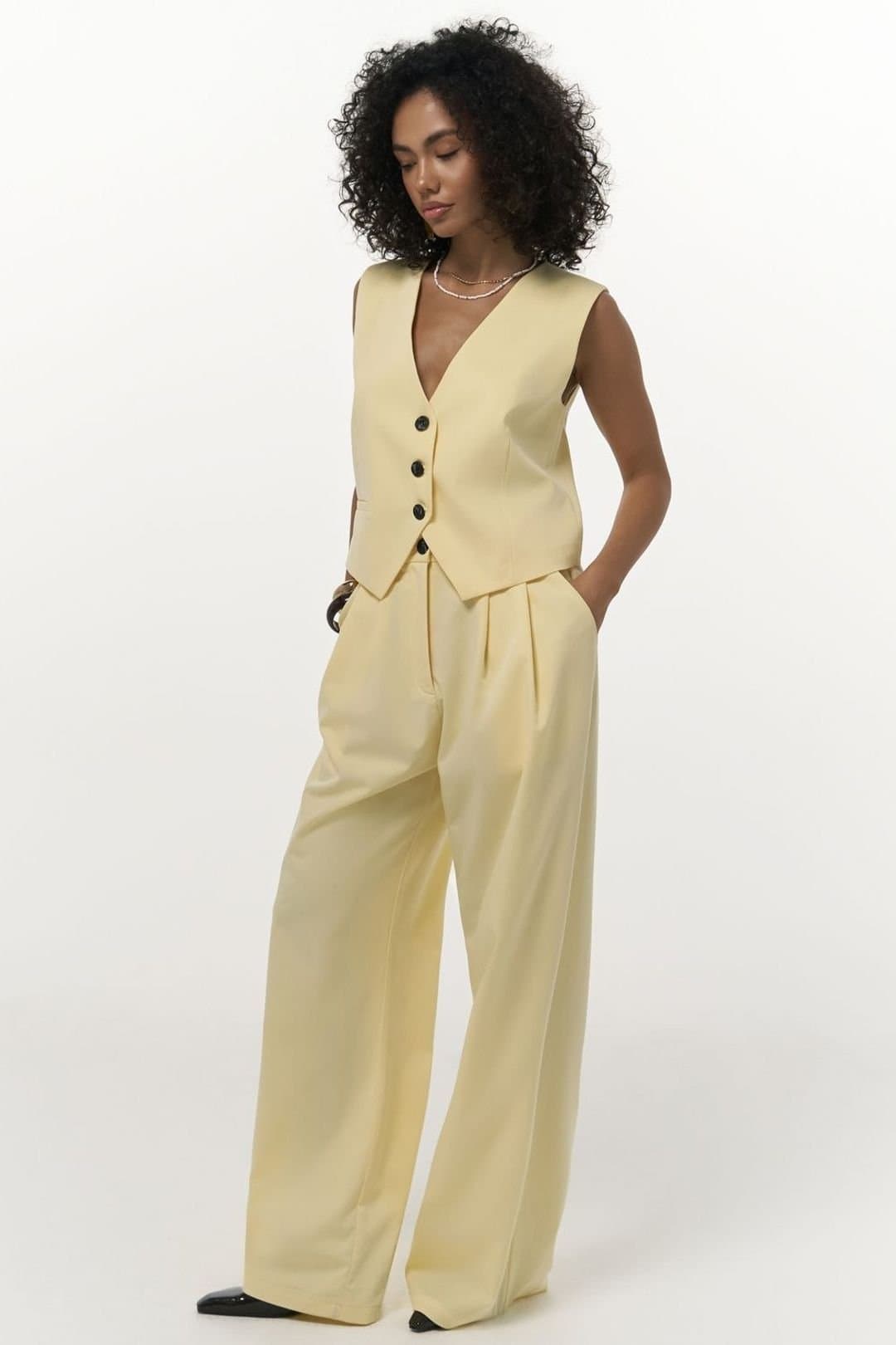 MAI STUDIOS CO. MAI STUDIOS CO. Lemon Palazzo Pants in Polyester/Viscose/Elastane