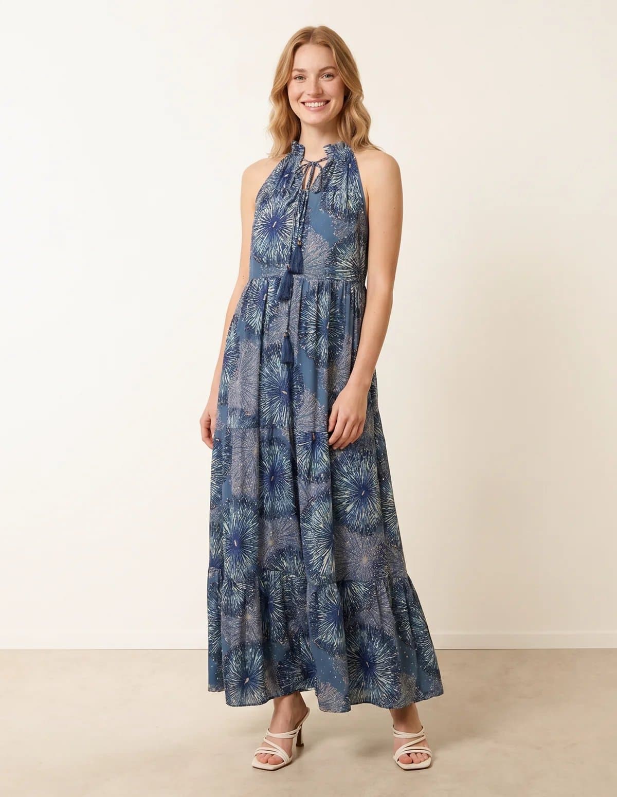 Blue Vanilla Tiered Tie Front Dress