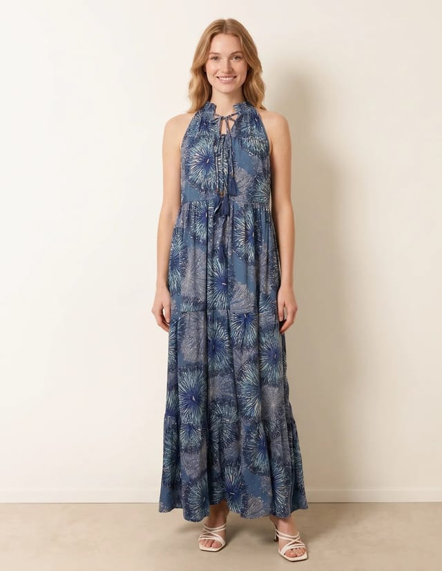Blue Vanilla Tiered Tie Front Dress - 2