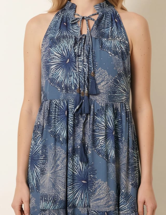 Blue Vanilla Tiered Tie Front Dress - 3