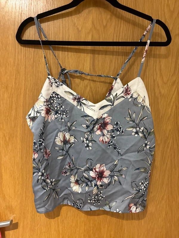 New Look New Look grey floral print silk feel tie back cami top