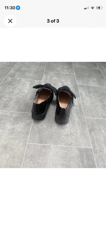 New Look Bastille Women’s Black Patent Leather Loafer Flats Bow Round Toe Slip On UK 5