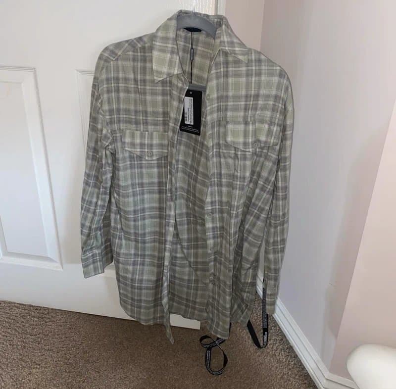 PrettyLittleThing PLT sage oversized checked shirt