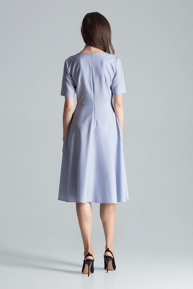 Love Lace Love Lace Women's Flared Midi Dress with Short Sleeves Pockets in Grey - 3