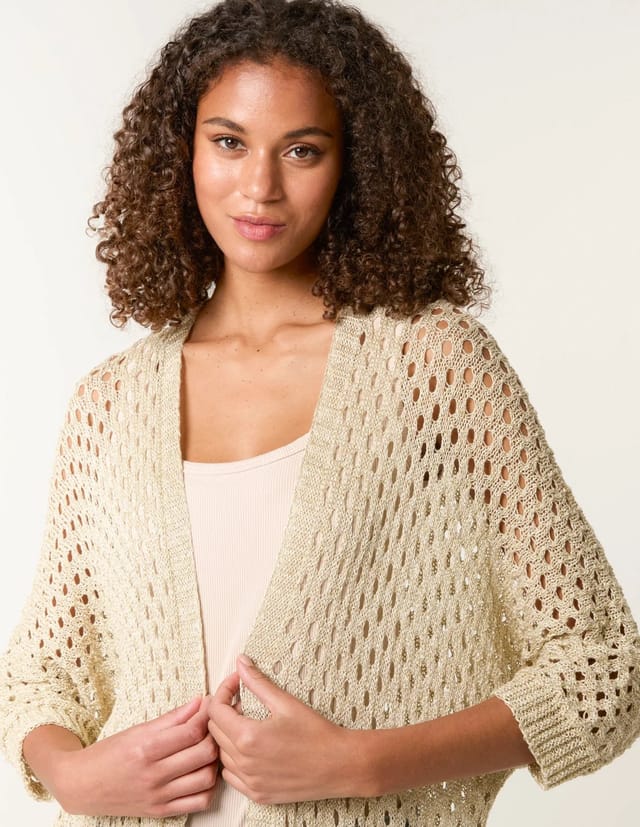 Blue Vanilla Metallic Crochet Cardigan - 2