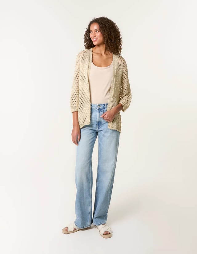 Blue Vanilla Metallic Crochet Cardigan - 3