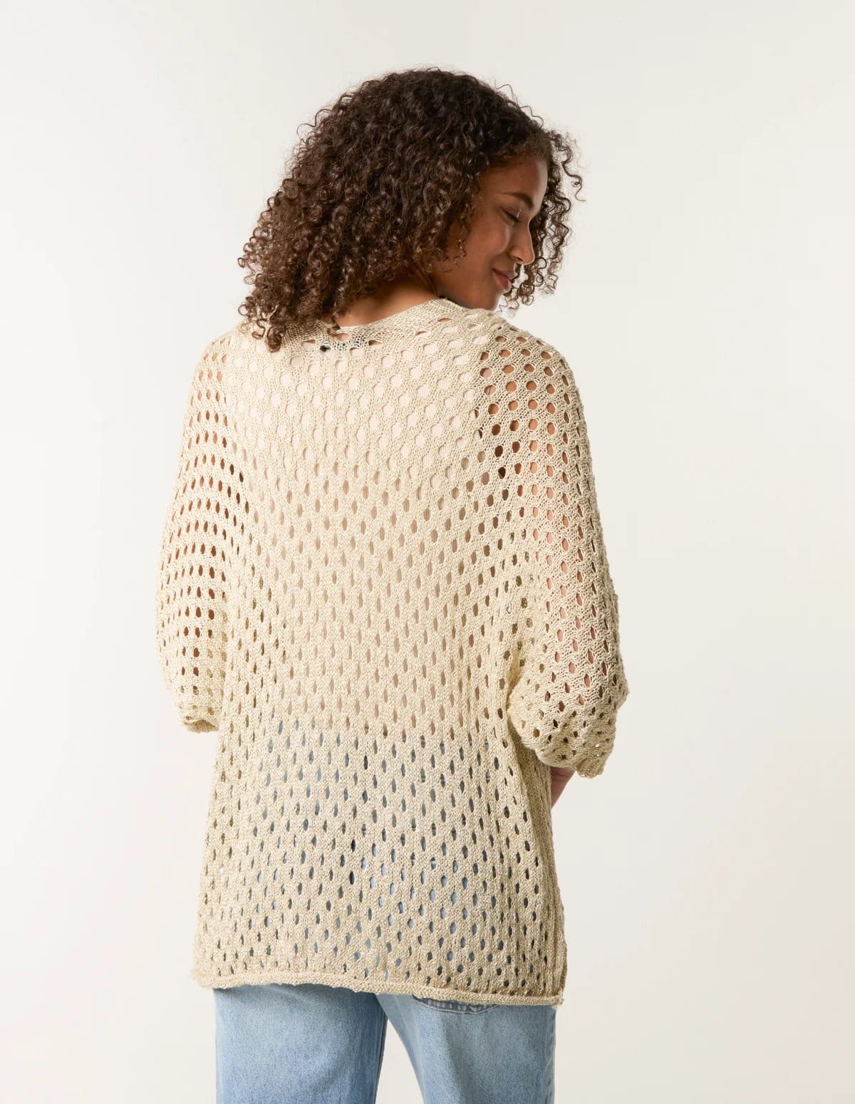 Blue Vanilla Metallic Crochet Cardigan - 4
