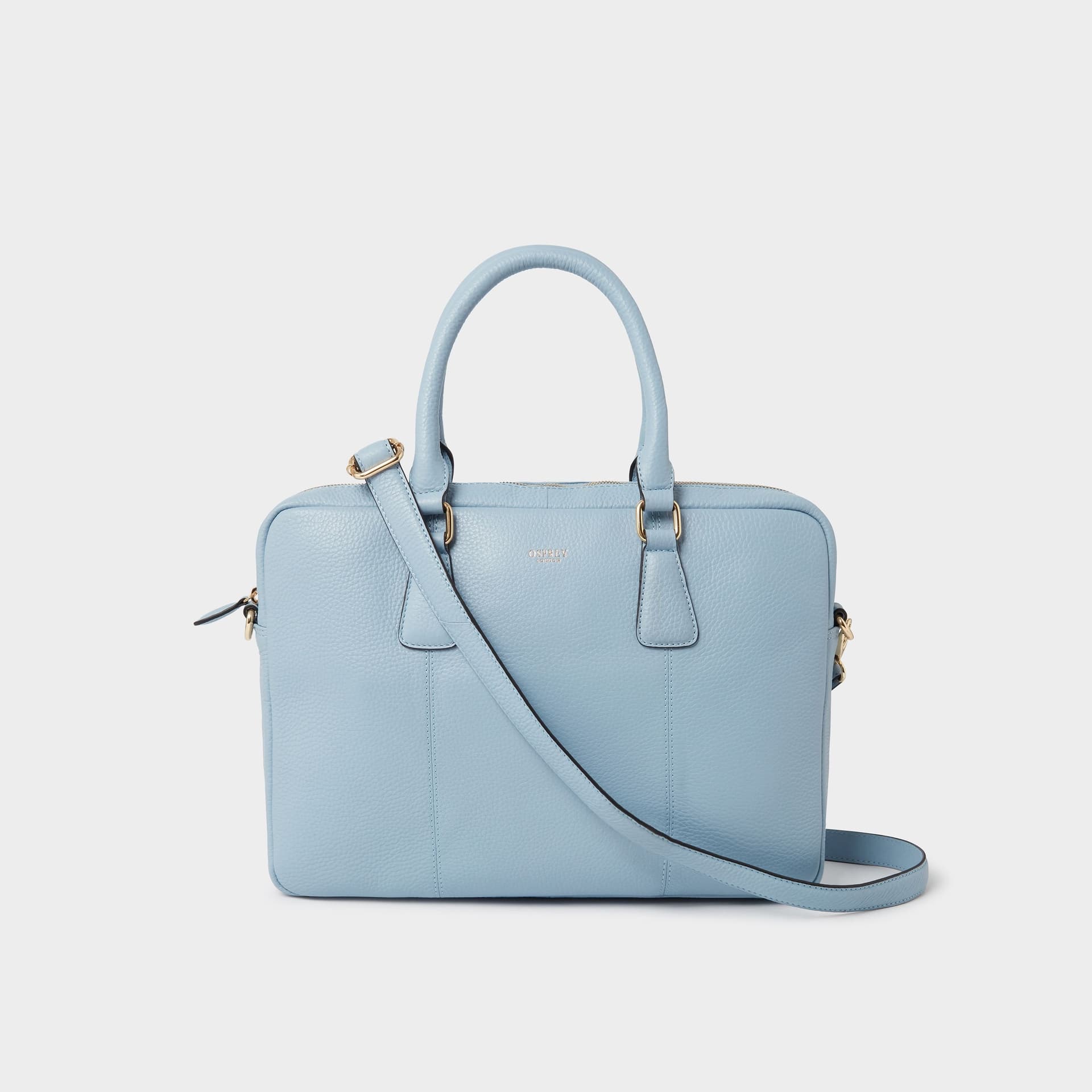 OSPREY LONDON OSPREY LONDON Women's The Adaline Leather Laptop Bag in Light Blue