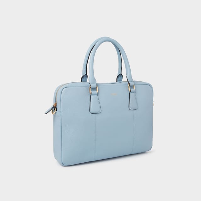 OSPREY LONDON OSPREY LONDON Women's The Adaline Leather Laptop Bag in Light Blue - 3