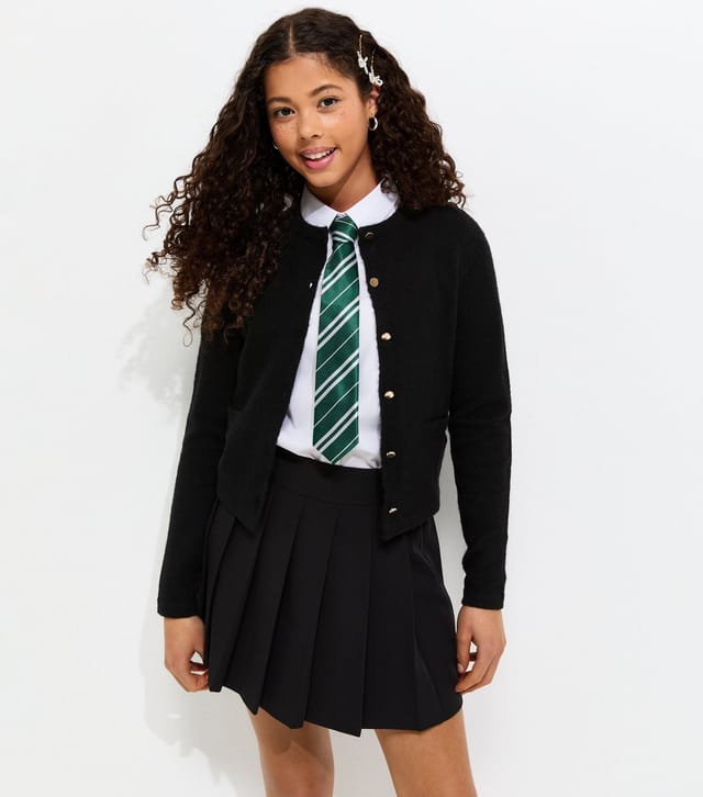 New Look Girls' Black Gold-Tone Button School Cardigan New Look - 2