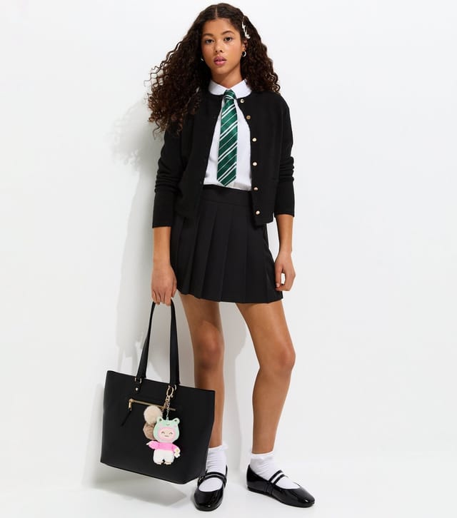 New Look Girls' Black Gold-Tone Button School Cardigan New Look - 3