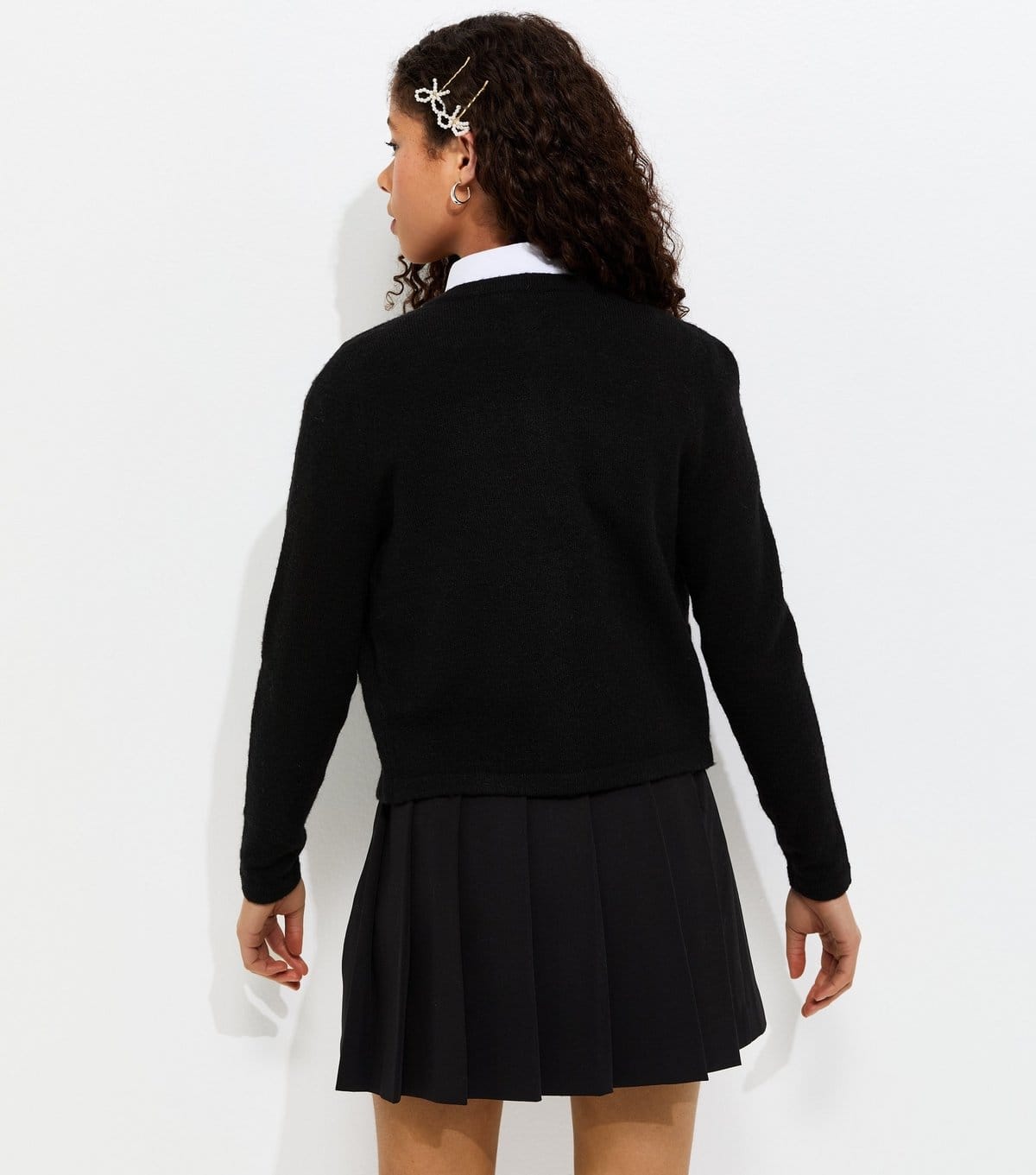 New Look Girls' Black Gold-Tone Button School Cardigan New Look - 4