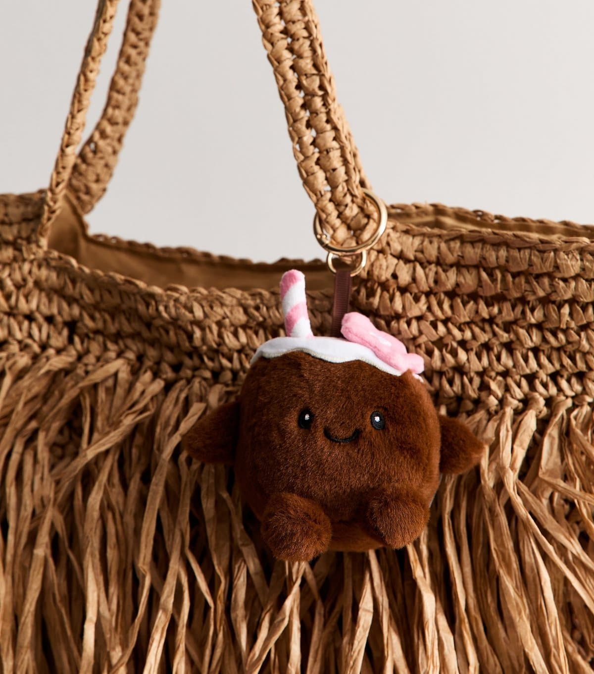 New Look Brown Coconut Plush Bag Charm New Look