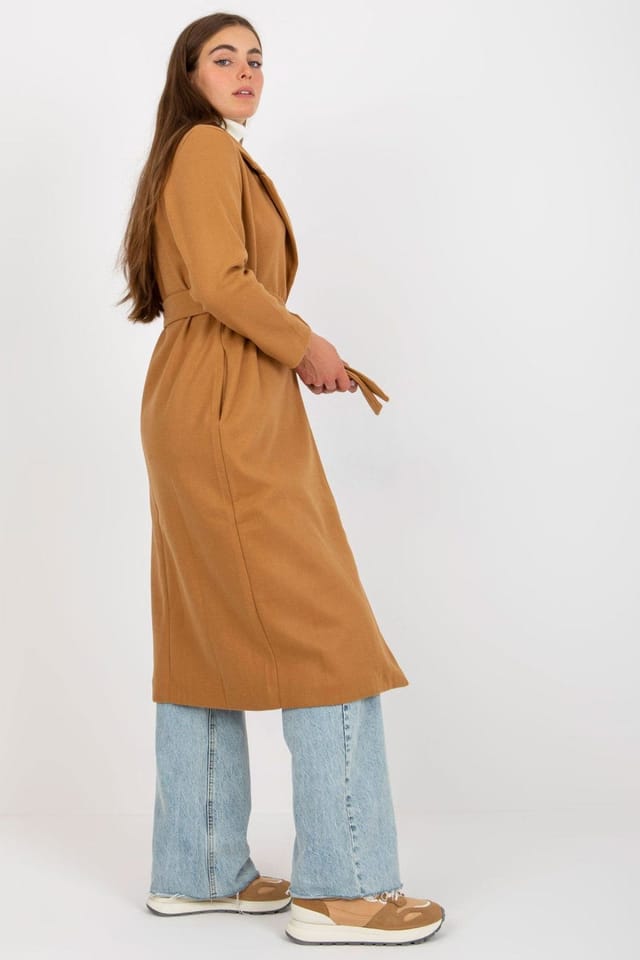 Love Lace Love Lace Women's Fully Lined Tie Belt Coat in Camel - 2